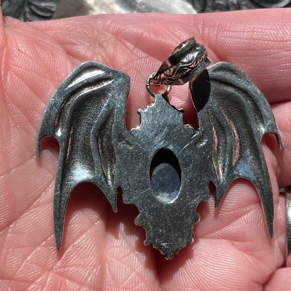 Halloween Flying Vampire Bat Sunset Sodalite Pendant Gemstone Crystal Jewelry - Picture 7 of 8